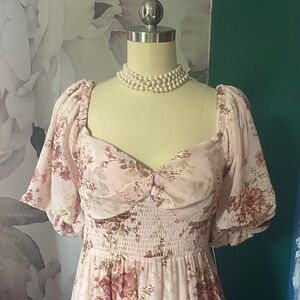 Altar'd State Blush Floral Midi Dress